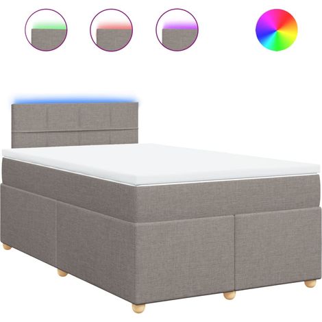 Lit double  Lit adulte  Sommier à lattes de lit avec matelas Taupe 120x200 cm Tissu