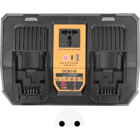 Chargeur de batterie lithium 2 ports USB 12V 14,4V 20V avec onduleur 110V 220W, prise UE 100-240V (1/5)