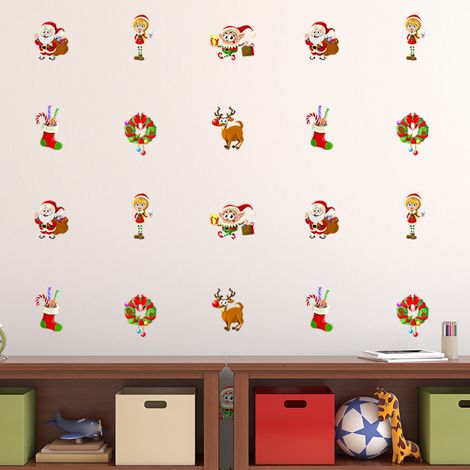 Sticker Noël les surprises de Noël - Autocollants stickers adhésifs noël - décoration fêtes - 30x40cm (1/5)