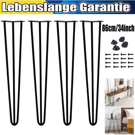 Pieds de table, lot de 4 Hairpin Leg Pieds en épingle à cheveux Noir Pied de table en acier Table