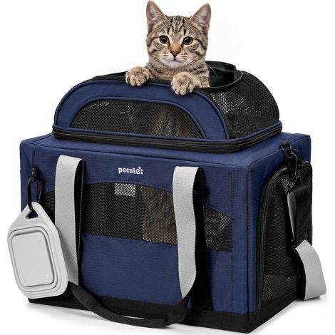 Caisse de Transport Chat et Chien Extensible, Pliable - Bleu Roi (1/5)