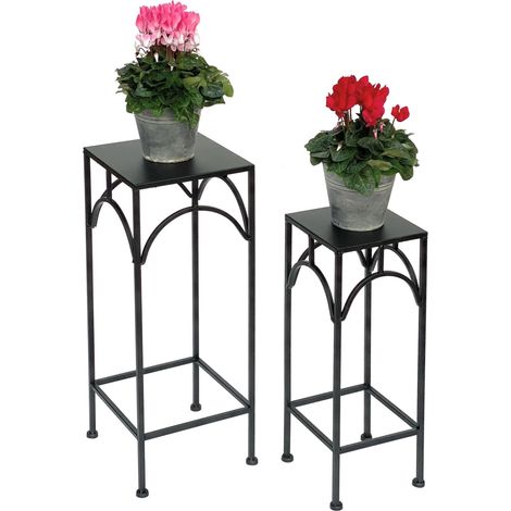 DanDiBo Blumenhocker Metall Schwarz Eckig Blumenständer 96132 2er Set Beistelltisch Blumensäule Modern Pflanzenständer Pflanzenhocker (1/5)