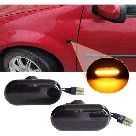 Dynamische Seitenblinker für Dacia Duster, Dokker, Lodgy, Renault Megane 1, Clio 1 2, Kangoo Espace, Smart Fortwo 453 (Schwarz) (1/4)