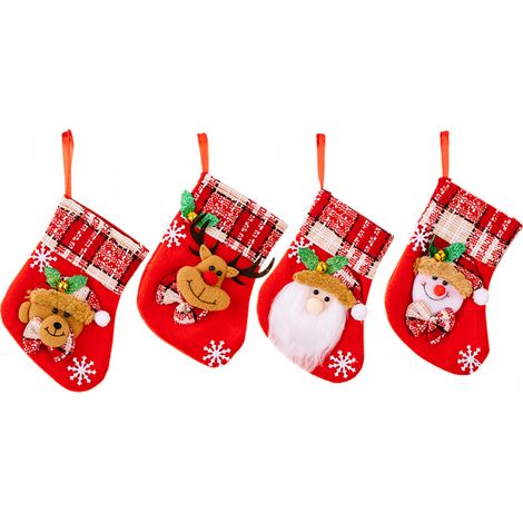 mini bas de Noël cheminée suspendus décorations 4 pièces 15 cm (1/5)