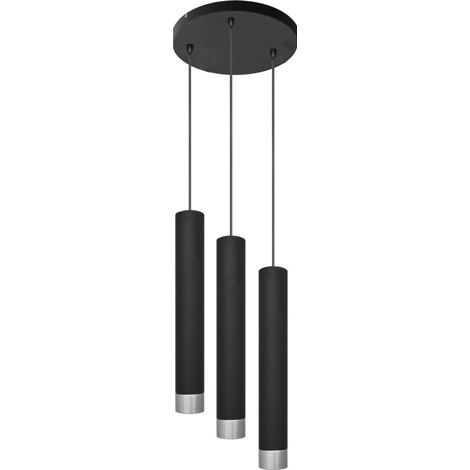 Helam TUBA Plafonnier Suspendu Cluster Noir, Chrome 30cm