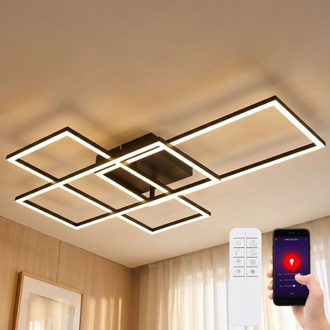 LED Deckenleuchte Deckenlampe Wohnzimmerlampe Metall schwarz dimmbar L 74 cm