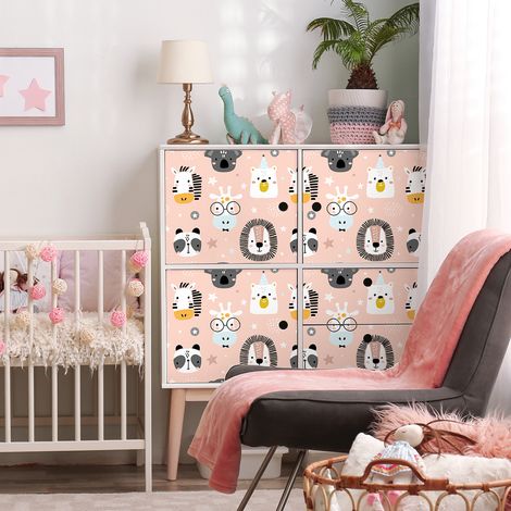 Sticker meuble pour enfant têtes d'animaux 40 x 60 cm (1/5)