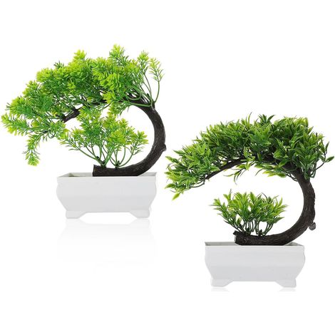 Plantes Artificielles sans Arrosage, Décoration Intérieure Pot 2pcs en Plastique Vert, Simulation Réaliste pour Salle de Bain ou Hôtel (1/5)