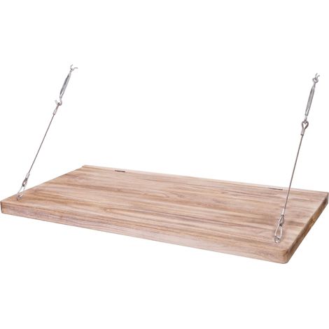 Table murale HHG-304, table murale pliante Étagère murale Table avec tableau, pliable Bois massif, 100x50cm