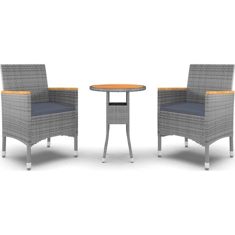 Maison Exclusive - Set da Pranzo per Giardino 3 pz in Polyrattan Grigio (1/5)