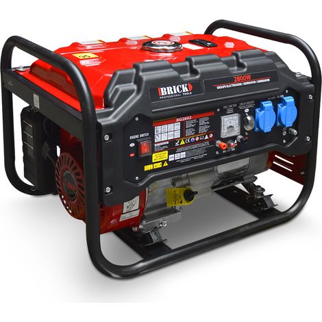 Brick – Groupe électrogène 2800W – Essence – 2 prises – AVR – Autonomie 7.2H – Moteur 208CC – Réservoir 15L