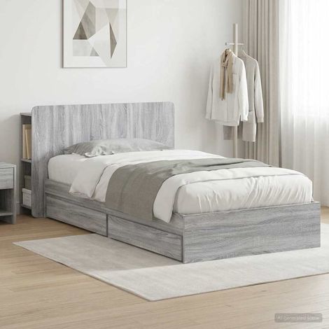 vidaXL Estructura de cama con almacenamiento Sonoma gris 100 x 200 cm (1/5)