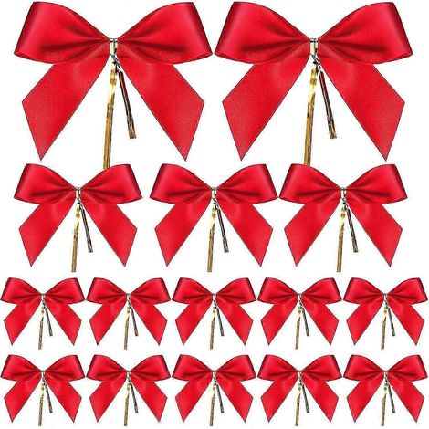 Nœuds rouges décoratifs pour sapin de Noël, couronne de Noël, décoration de cadeaux (36 pièces, tailles S/M/L) (1/5)
