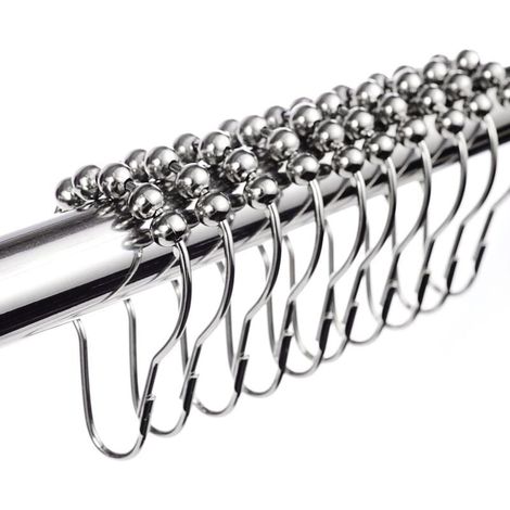 Crochets Anneaux de Rideau Douche en Chromé LangRay RAPANDA 12pcs Acier inoxydable Acier (1/5)
