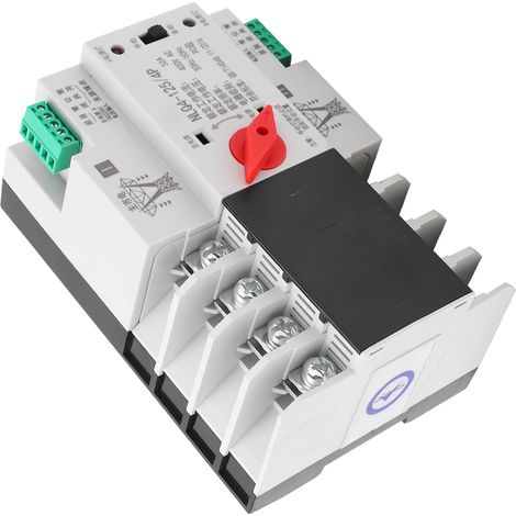 Automatischer Umschalter für DIN-Schienenmontage, 4-polig, 3-phasig, 4-adrig, unterbrechungsfreie Stromversorgung, 400 V, 32 A (1/5)