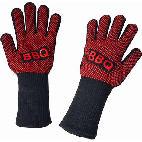 Gants Barbecue - Résistants à la Chaleur Jusqu'à 500 °C - Pour Grill et Four - Longueur Étendue pour Poignet et Avant-Bras - 1 Paire (1/2)