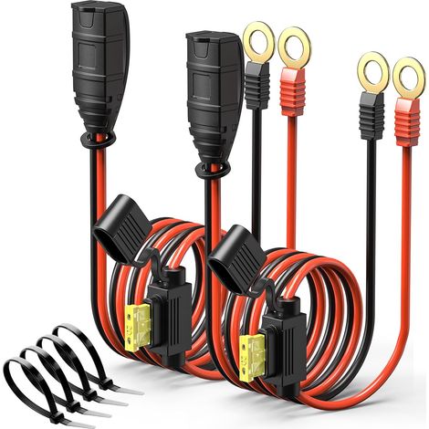 Pack M10 18 inch wire harness compatible with NO-CO GC008 X-Connect, Genius Smart battery chargers extension eyelet terminal accessory