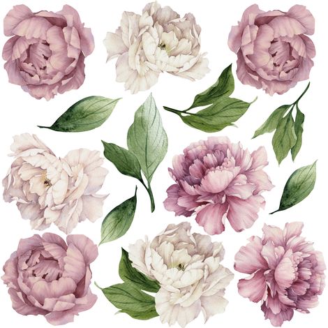 Adesivi decorativi per bambini - Peonie viola S (1/4)