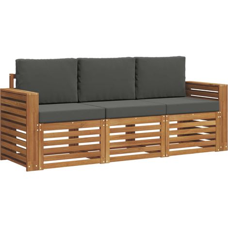 Set divani 3 pz Salotto da Giardino Naturale e Antracite Legno di Acacia Massello (1/5)