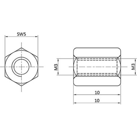 econ connect D3X10I5MH  Abstandsbolzen  M3 M3 Messing (vernickelt)  1 St.