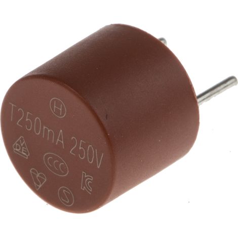 Fusible à montage sur CI RS PRO, Sortie Radiale, 250mA, type T 250V c.a. (1/2)