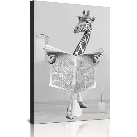 Poster da parete senza cornice 60x90 cm con immagine di una giraffa che legge il giornale