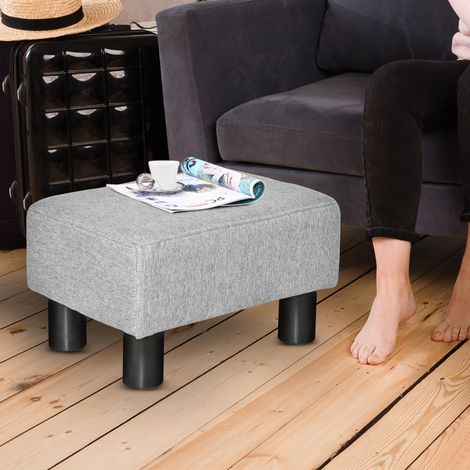 REDOM Repose-pieds rectangulaire rembourré 30x40x24 cm Confortable Lin Structure bois couleur gris (1/5)