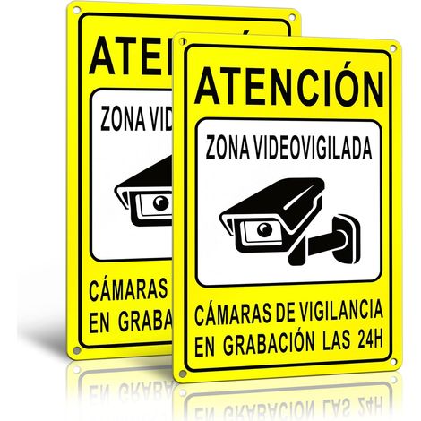 30 x 20 cm Panneau zone de vidéosurveillance - Affiche caméra de surveillance, affiches de vidéosurveillance réfléchissantes en aluminium, panneaux d'alarme pour intérieur et extérieur (1/5)