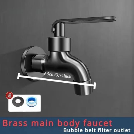 Robinet en laiton pour lave-linge et lavabo de balcon (gris, 9,5 cm A) à ouverture rapide (1/5)