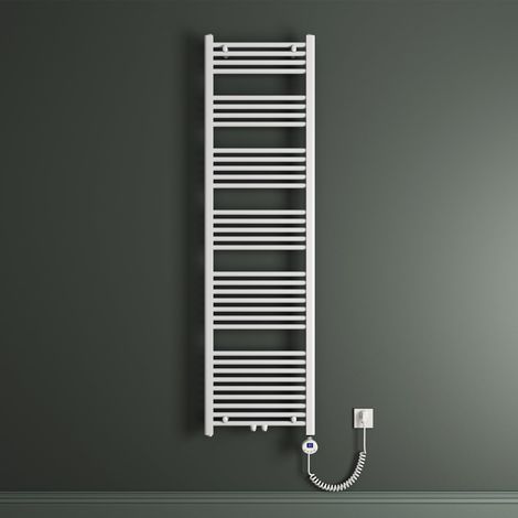 Mai & Mai Radiateur de Salle de Bain Electrique 180x60cm Blanc Sèche-Serviettes avec Résistance Chauffante 1000W (1/5)