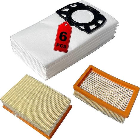 6 sacs d'aspirateur et 2 filtres pour Kärcher WD4, WD5, WD6P, WD5P, WD6P Premium, MV4, MV5, MV6 (réf. 2.863-006.0 KFI 487)-AquaForge (1/5)