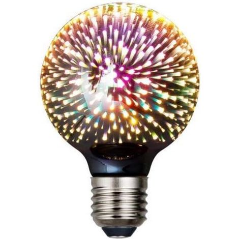 Lot 1 d'ampoules LED Edison vintage, G80 3 W, ampoule à filament 3D colorée, 300 lumens, 2700 K (blanc chaud), ampoule décorative, base moyenne E27 (1/5)