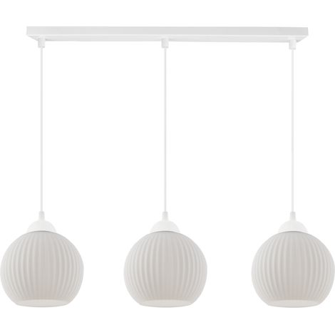 Riffle Pendelleuchte, weiß, 3-flammig, weißer Kugelschirm, E27 (1/5)