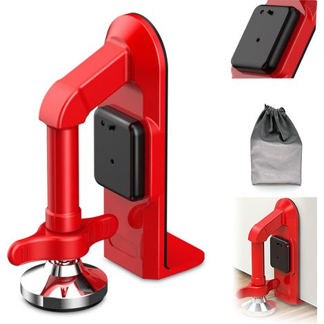 Butée de porte d'hôtel portable pour sécurité de voyage 80 dB alarme et alliage robuste, butée de porte sans perçage, verrouillage de sécurité d'hôtel/dortoir, installation instantanée pour femmes et (1/5)