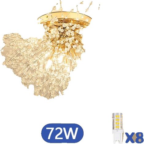 Lámpara de techo, diseño elegante, temperatura de color ajustable, 8 cabezales dorados. (1/2)