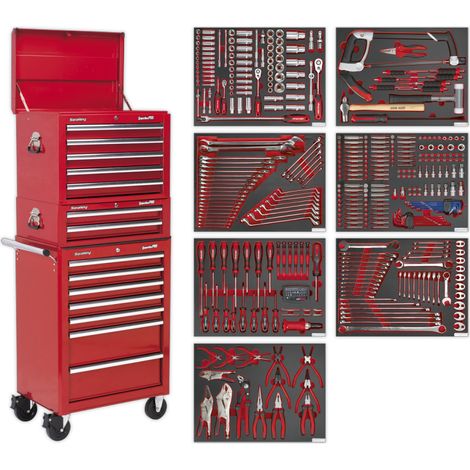 Sealey TBTPCOMBO1 Superline PRO&reg Tool Chest Combination 14 Drawer with 446pc Tool Kit - Red (1/5)