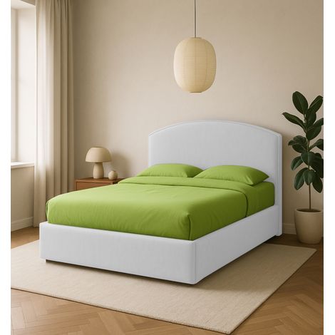 letto matrimoniale contenitore "moon" in ecopelle bianco 160x190 cm (1/4)