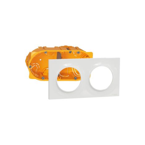 Schneider - Odace 2011 - Plaque 2 postes + Bou00eete Batibox Legrand 2 postes Prof. 50 -Blanc -Ref. : S520704 + 080052 (1/4)