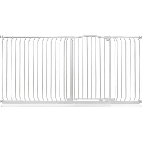 Bettacare Barrière Pour Chien À Design Courbé Extra Haute, 207cm - 216cm, Hauteur Extra Haute De 100cm, Blanc Mat