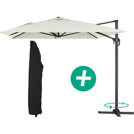 Ampelschirm aus Alu "Sun 4" - Rechteckig - 3 x 4 m + Schutzhülle - Ecru