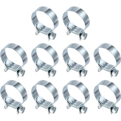 10pcs Collier De Serrage Pour Injection De Carburant 24-26mm Ajustable En Acier Zingué Mini Collier Pour Tuyau De Gaz Pour Automotive Agriculture Plomberie Diesel Essence Tuyau (1/5)