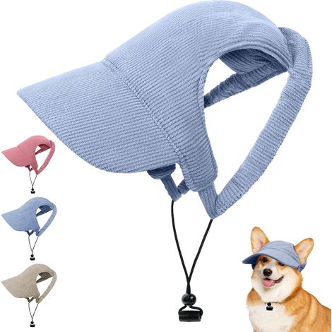 Casquette de Baseball pour Chien, Réglable Chapeau de Soleil Protection Chiens Chapeau de Sport Trous Adjustable Chapeaus D'extérieur Été pour Animal de Compagnie (S,Bleu)