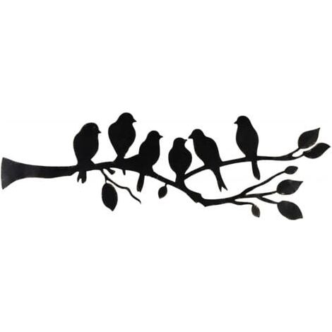Colgante de pared de metal, decoración de pared de pájaros, hojas y pájaros, escultura de metal, silueta de pájaro, colgante de pared (1/5)