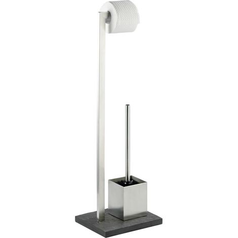 Serviteur WC effet ardoise avec porte-rouleau et brosse SLATE