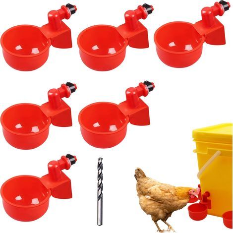 Lot de 6 Abreuvoir automatique, Mécanisme gravitationnel, Acier inoxydable, Pour poulet oie dinde canard (1/5)