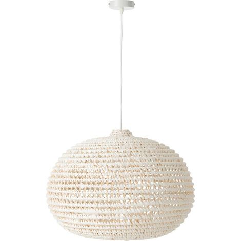 Lampe Suspension en Métal "Torsade" 55cm Blanc (1/3)