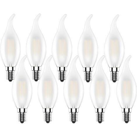 E14 Ampoule LED Bougie,4W 220V Ampoule Flamme,Filament LED Blanc Chaud 2700K,Edison Lampe Forme de Bougie 400LM,Non Dimmable,Mat pour Lustres,10 Pièces [Classe énergétique E] (1/5)