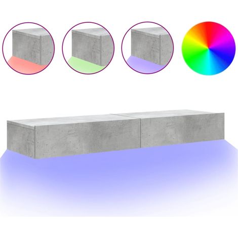 Maison Exclusive - Mobili Porta TV con Luci LED 2 pz Grigio Cemento 60x35x15,5 cm