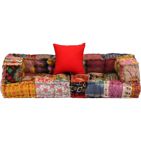 Maison Exclusive - Pouf Modulare a 2 Posti in Tessuto Patchwork