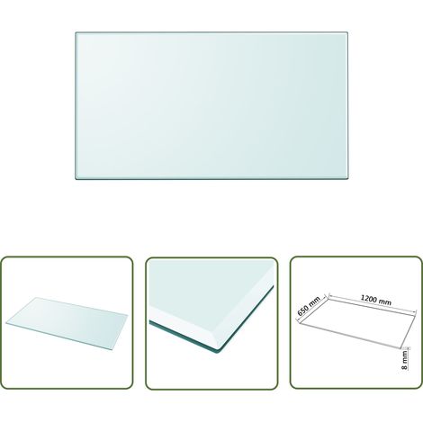 The Living Store Tischplatte aus gehärtetem Glas rechteckig 1200x650 mm - Tischplatte - Glastischplatte - Esstisch Platte - Wohnzimmertischplatte - Garten Tischplatte (1/4)